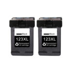 2 ראשי דיו תואמים שחורים בכמות גדולה HP 123XL Black