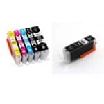 סט מלא 5 ראשי דיו תואמים + ראש דיו תואם שחור גדול נוסף CANON PGI580XXL/CLI581XXL קנון