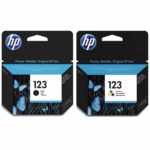 HP 123 זוג ראשי דיו מקוריים שחור וצבע