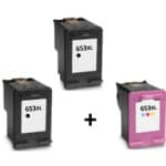 2 ראשי דיו תואמים שחורים HP 653xl + ראש דיו צבעוני HP 653XL