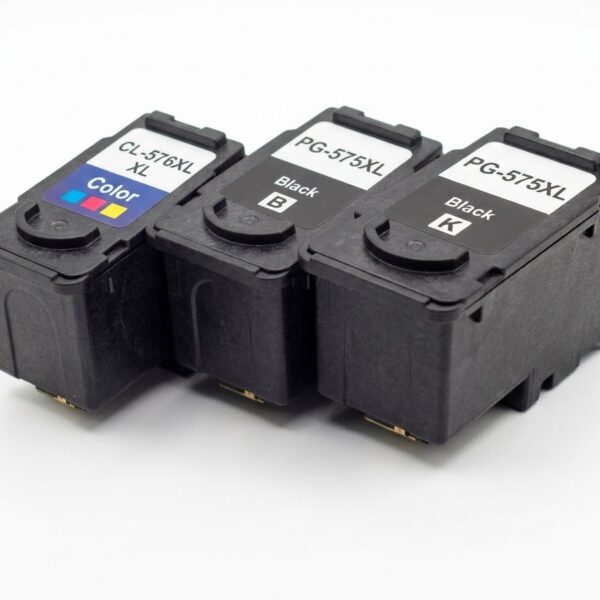 ראשי דיו תואמים Canon PG-575XL ו-CL-576XL, שני שחורים וצבעוני אחד