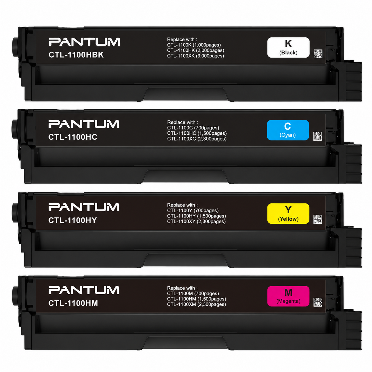 Pantum CTL1100 Original Four Toner Set סט ארבעה טונרים מקוריים Pantum CTL-1100: שחור, כחול, צהוב ואדום